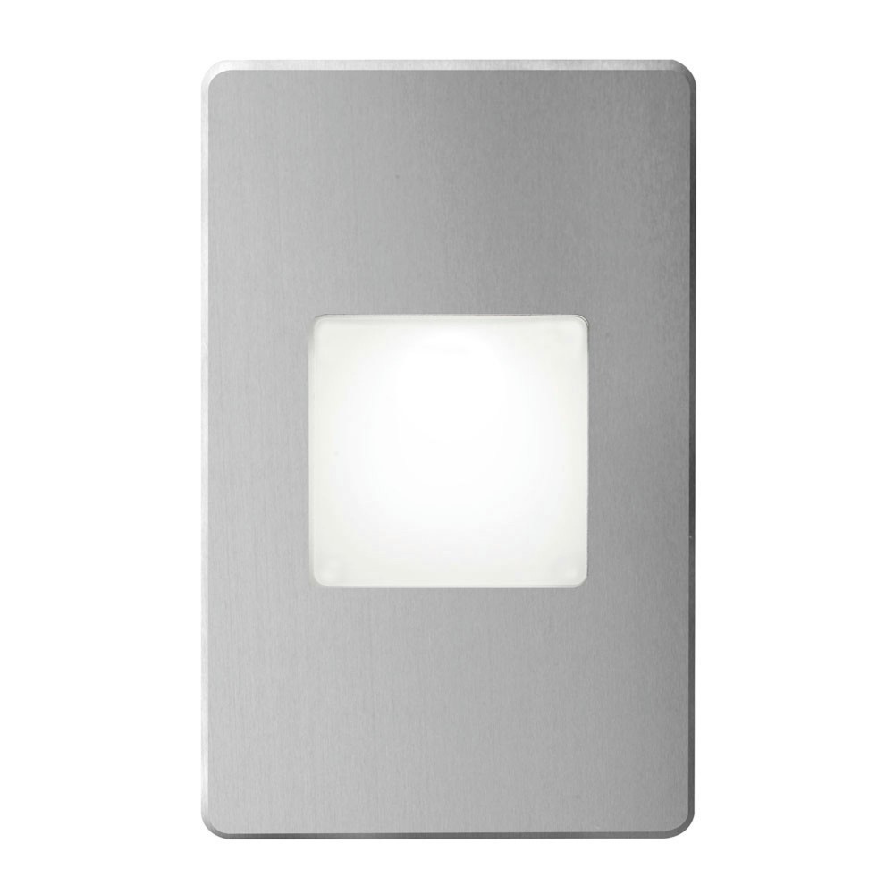 Brushed Alum Rectangle In/Out 3W Wall LED Light with White Lens