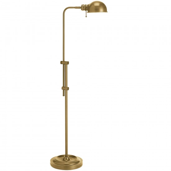 1 Light Incandescent Adjustable Pharmacy Floor Lamp, Aged Brass
