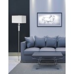 Crystal Floor Lamp, Polished Chrome, White Linen Rectangular Shade