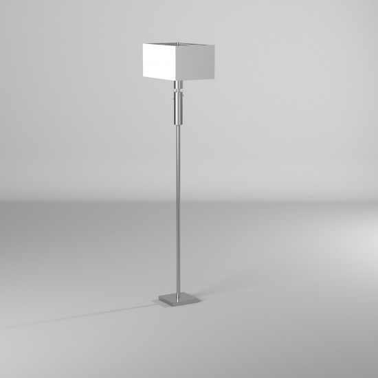 Crystal Floor Lamp, Polished Chrome, White Linen Rectangular Shade