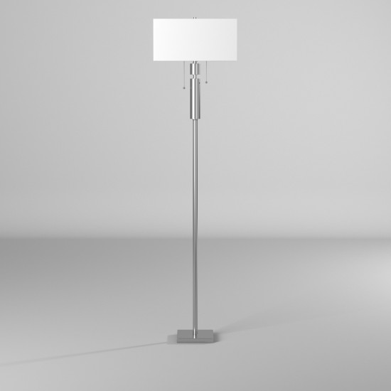 Crystal Floor Lamp, Polished Chrome, White Linen Rectangular Shade