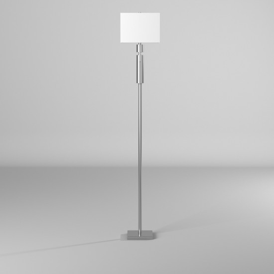 Crystal Floor Lamp, Polished Chrome, White Linen Rectangular Shade