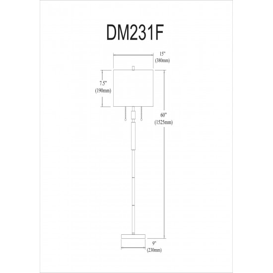 Crystal Floor Lamp, Polished Chrome, White Linen Rectangular Shade