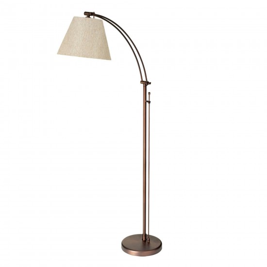 Brushed Bronze Adjustable Floor Lamp, Flax Empire Shade, Rotary Dimmer Switch