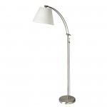 Adjustable Floor Lamp, Satin Chrome, White Empire Shade, Rotary Dimmer Switch