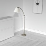 Adjustable Floor Lamp, Satin Chrome, White Empire Shade, Rotary Dimmer Switch