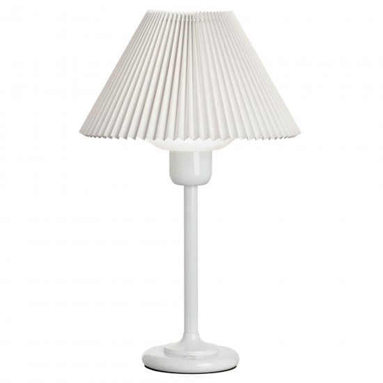 White Table Lamp, White Shade, Frosted Glass Diffuser