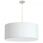 28" Drum Shade Pendant, White Fabric, No Bottom Duffuser, Polished Chrome