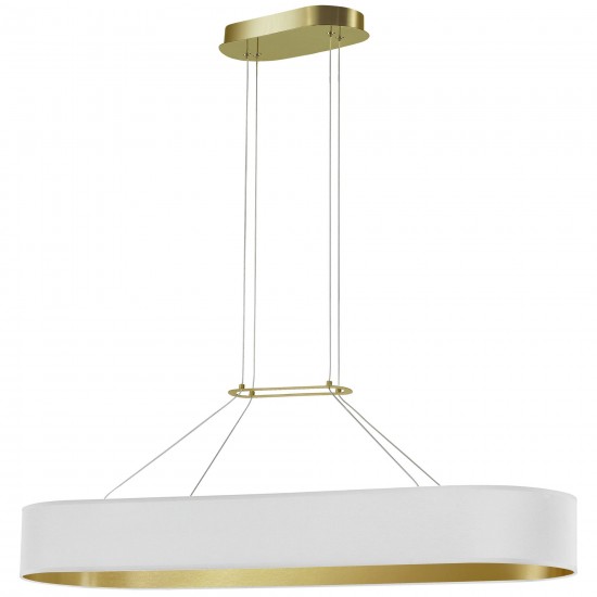 46W Horizontal Pendant, Aged Brass with White / Gold Shade