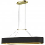 46W Horizontal Pendant, Aged Brass with Black / Gold Shade