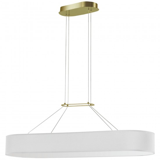 46W Horizontal Pendant, Aged Brass with White Shade