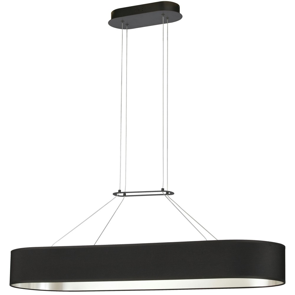 46W Horizontal Pendant, Matte Black with Black / Silver Shade