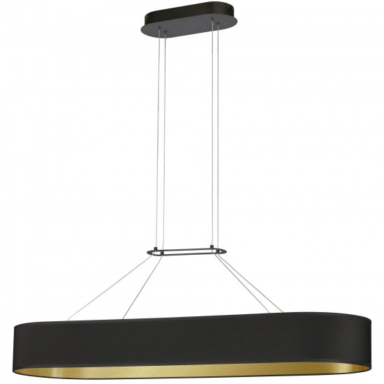 46W Horizontal Pendant, Matte Black with Black / Gold Shade