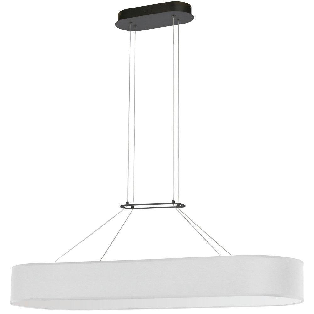 46W Horizontal Pendant, Matte Black with White Shade