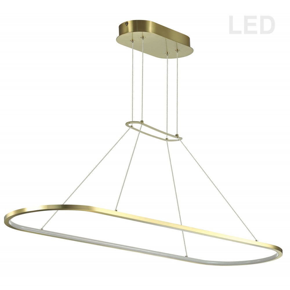 Daytona 46W Horizontal Pendant, Aged Brass with White Diffuser