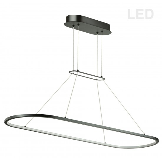 46W Horizontal Pendant, Matte Black with White Diffuser