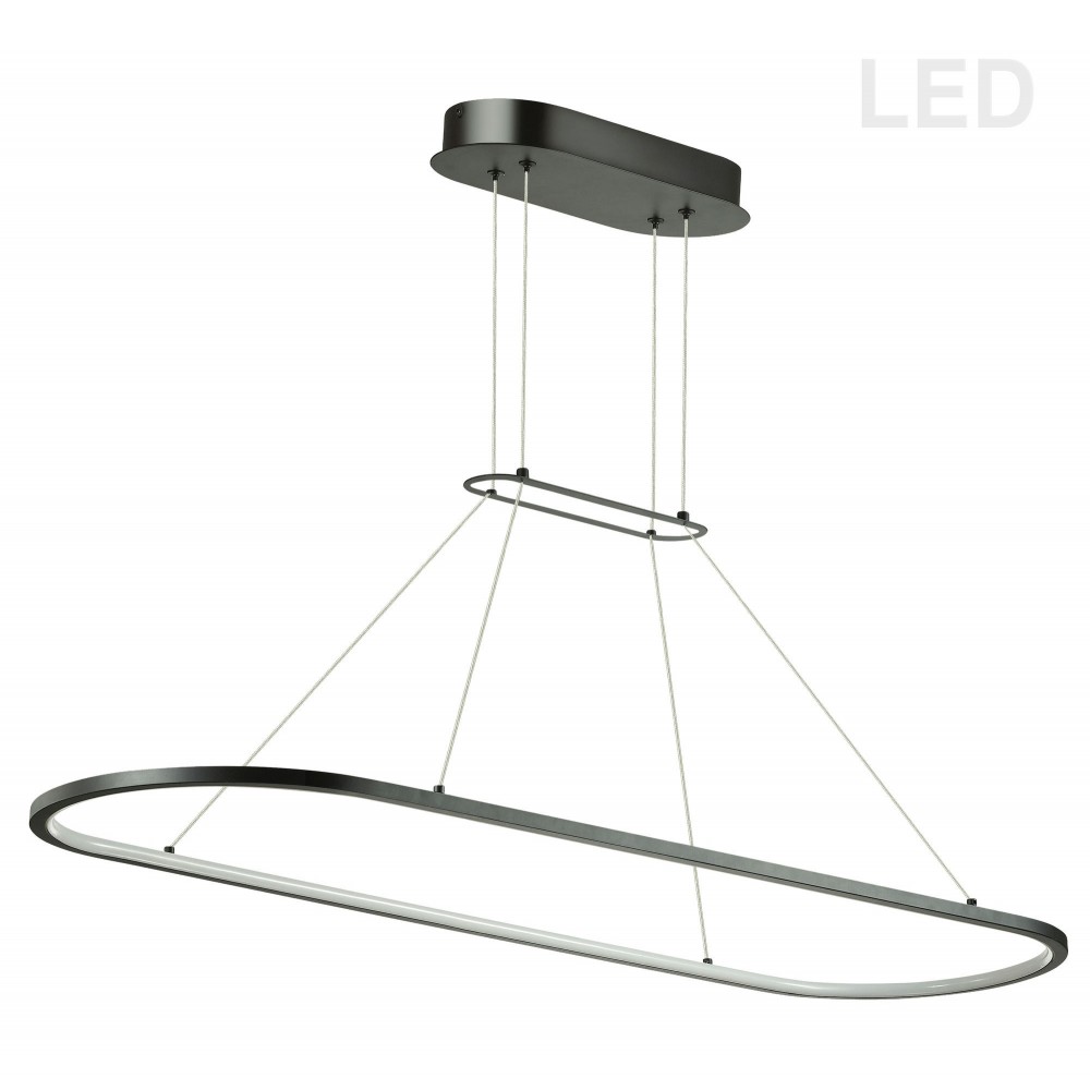 46W Horizontal Pendant, Matte Black with White Diffuser