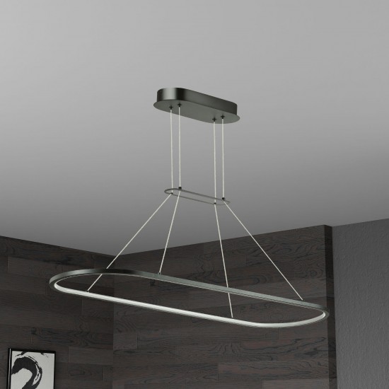 46W Horizontal Pendant, Matte Black with White Diffuser