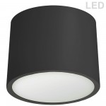 15W Flush Mount, Matte Black with White Diffuser