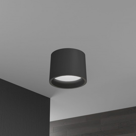 15W Flush Mount, Matte Black with White Diffuser