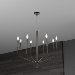 6 Light Incandescent Chandelier, Matte Black