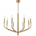 8 Light Incandescent Chandelier, Aged Brass