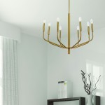 8 Light Incandescent Chandelier, Aged Brass