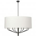 Eleanor 8LT Incandescent Chandelier, Matte Black w/ White Shade, ELN-388C-MB-790