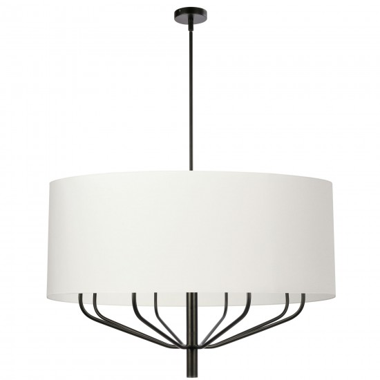 Eleanor 8LT Incandescent Chandelier, Matte Black w/ White Shade, ELN-388C-MB-790