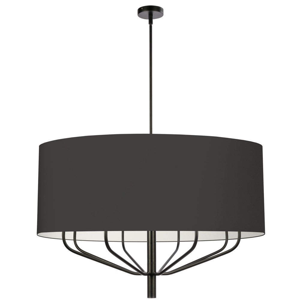 Eleanor 8LT Incandescent Chandelier, Matte Black w/ White Shade, ELN-388C-MB-797