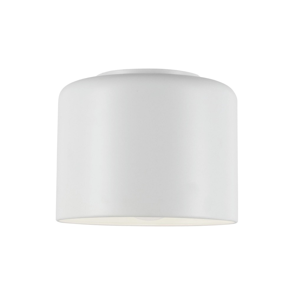 1 Light Incandescent Flush Mount, Matte White Shade