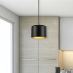 1 Light Incandescent Pendant, Aged Brass w/ Matte Black &Gold Shade