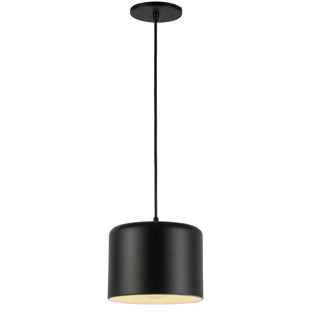 1 Light Incandescent Pendant, Matte Black Shade 1 Light Incandescent Pendant, Matte Black Shade