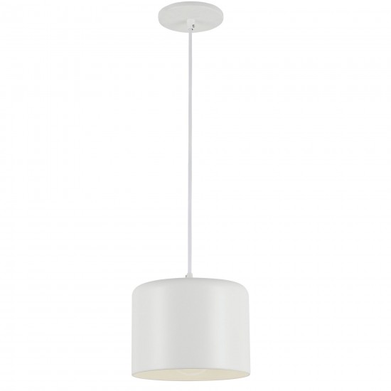 1 Light Incandescent Pendant, Matte White Shade