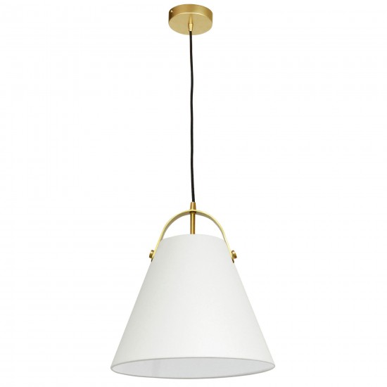 1 Light Emperor Pendant Aged Brass with Off White Shade