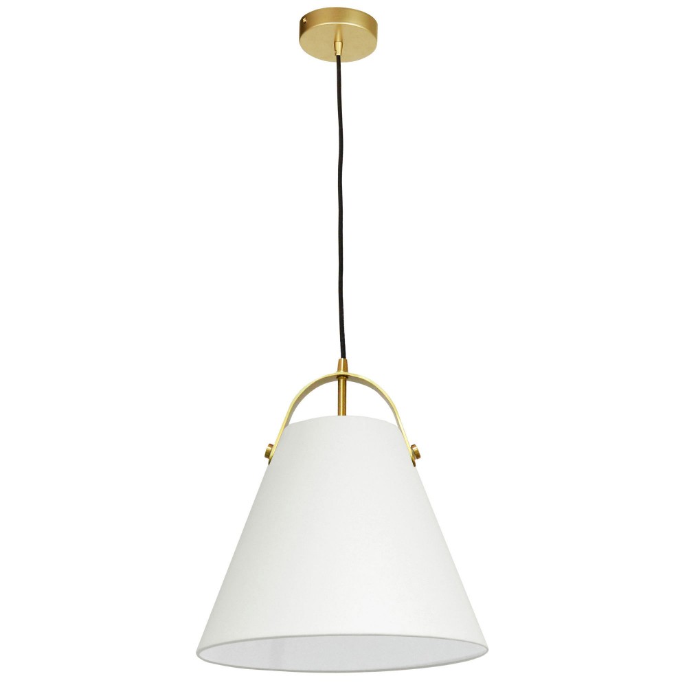 1 Light Emperor Pendant Aged Brass with Off White Shade