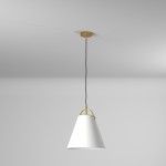 1 Light Emperor Pendant Aged Brass with Off White Shade