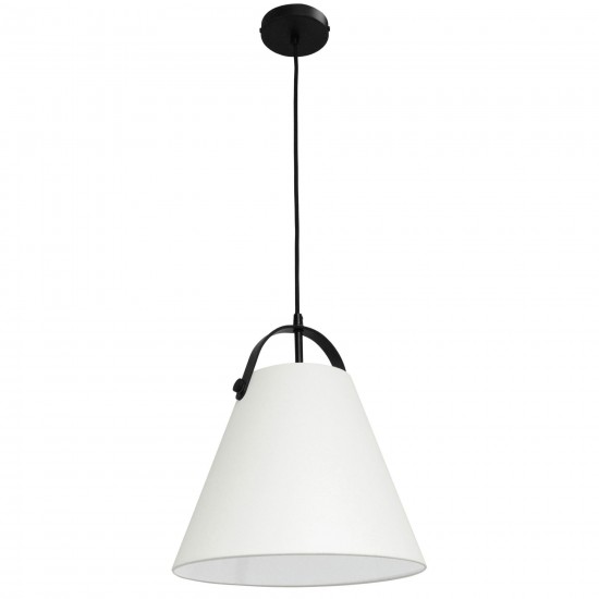 1 Light Emperor Pendant Matte Black with Off White Shade