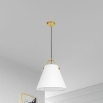 1 Light Emperor Pendant Aged Brass with White Shade