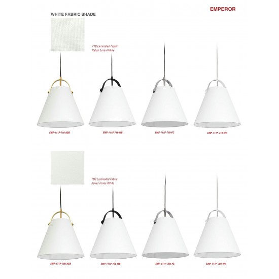 1 Light Emperor Pendant Aged Brass with White Shade