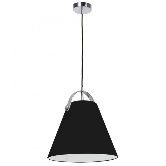 1 Light Emperor Pendant Polished Chrome with Black Shade