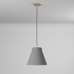 1 Light Emperor Pendant Aged Brass with Grey Shade