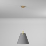 1 Light Emperor Pendant Aged Brass with Grey Shade