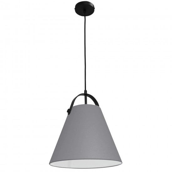 1 Light Emperor Pendant Matte Black with Grey Shade