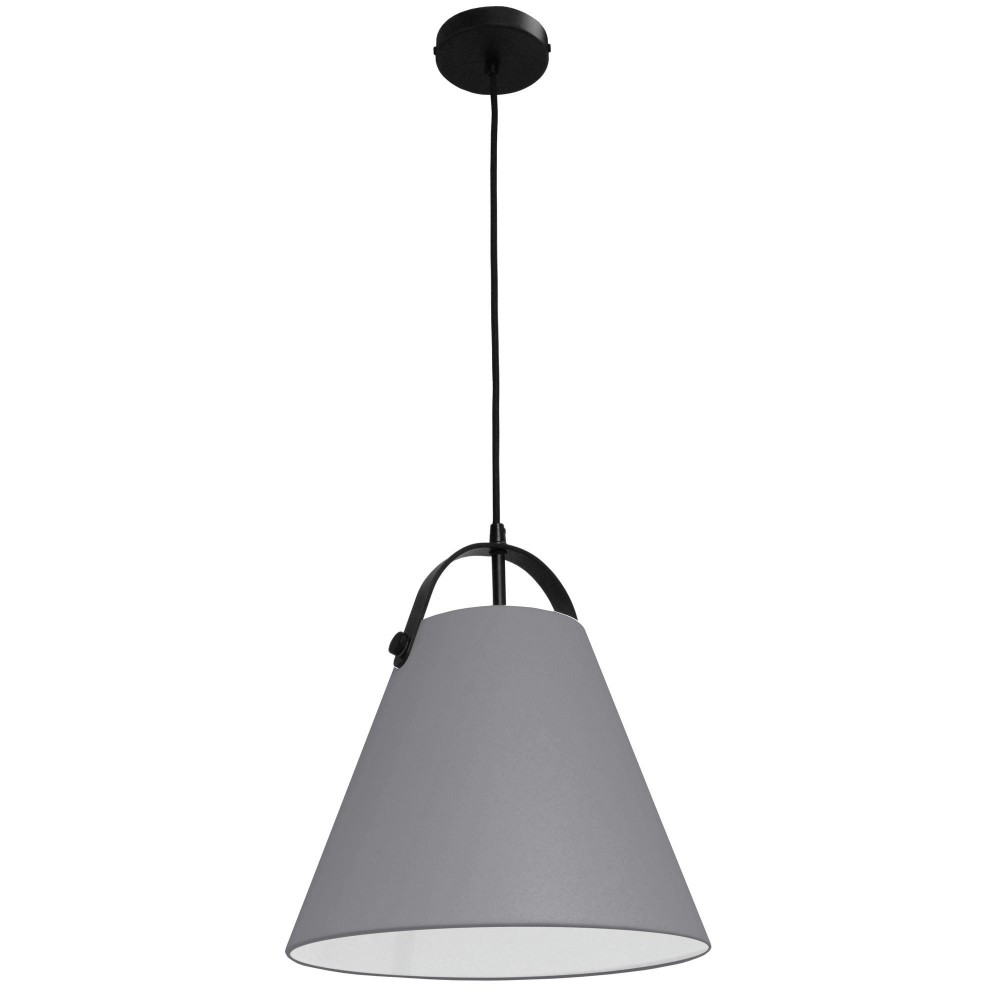 1 Light Emperor Pendant Matte Black with Grey Shade