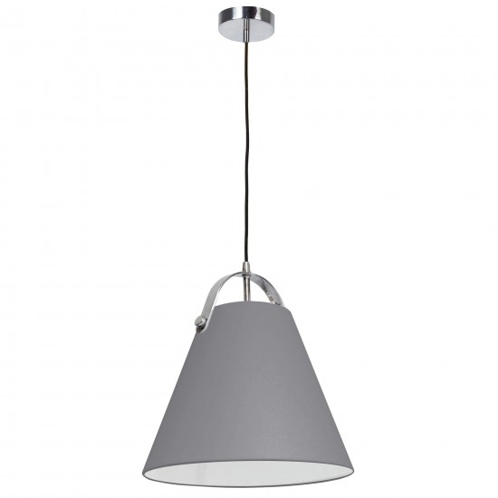 1 Light Emperor Pendant Polished Chrome with Grey Shade