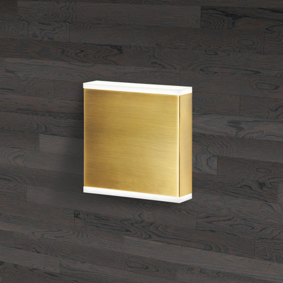 15W LED Wall Sconce, Aged Brass with Frosted Acrylic Diffuser