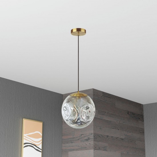 1 Light Incandescent Pendant, Aged Brass Finish with Smoked Glass