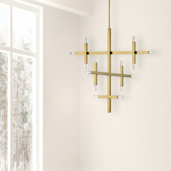 42W Aged Brass Chandelier w/ Acrylic Diffuser