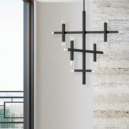 42W Matte Black Chandelier w/ Acrylic Diffuser